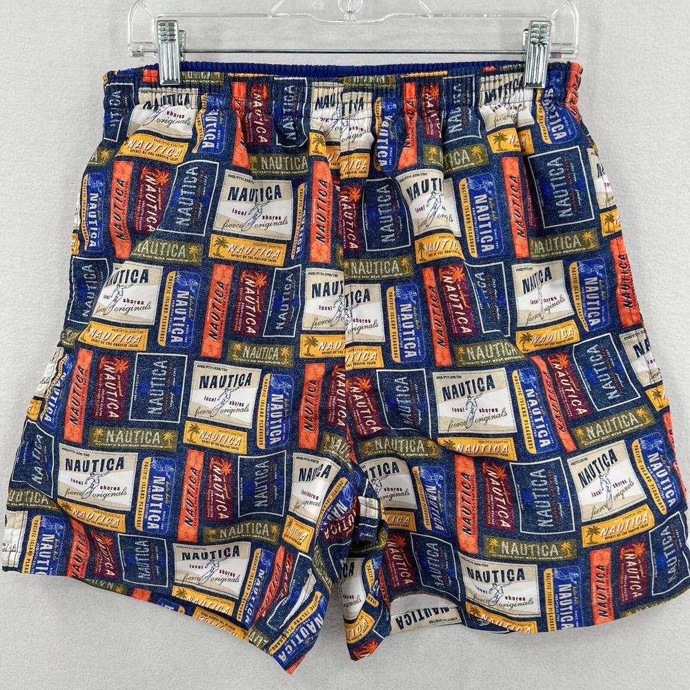 Nautica Swim Trunks Mens Size Medium All Over Print Mesh Brief Lined‎